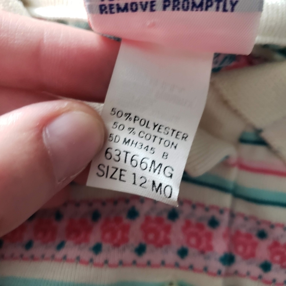 Wrangler Vintage Baby Girl 12 Months Long Sleeve Shirt Pink Blue Striped Floral - Picture 7 of 7